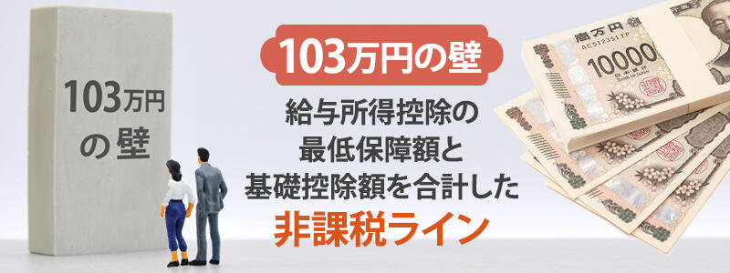 103万円の壁：給与所得控除の最低保障額と基礎控除額を合計した非課税ライン